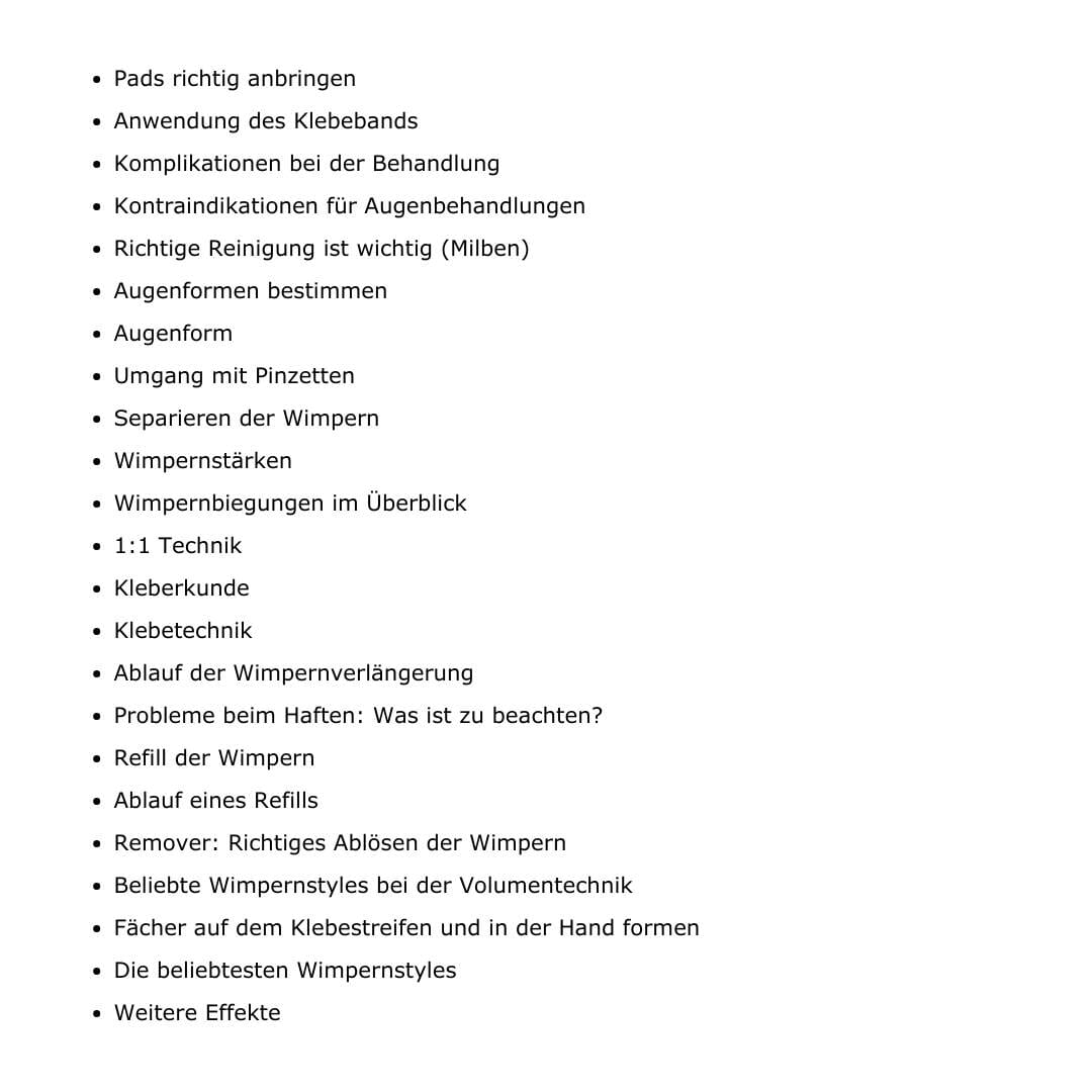 Umfassendes Schulungsbuch zur Wimpernstylistin Zubehör Julija