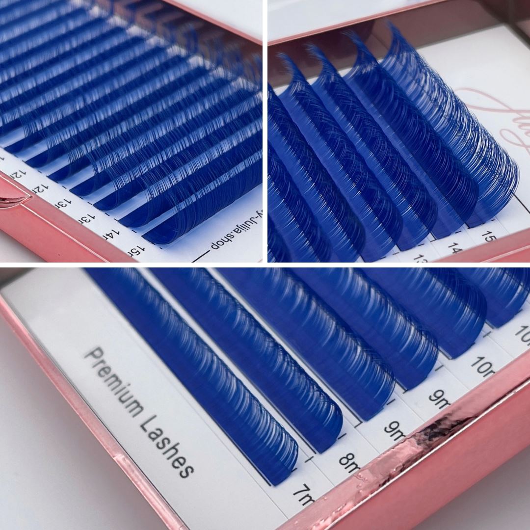 D-Curl Farbwimpern | Seidenmatt Faux Mink Volumen Wimpern MixBox Wimpern Julija Blau 0.10 MixBox 7-16mm