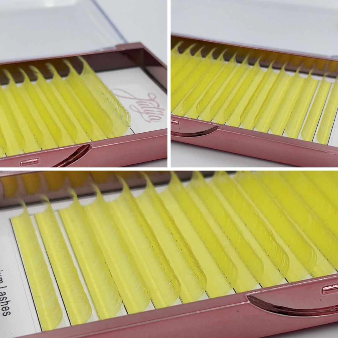 D-Curl Farbwimpern | Seidenmatt Faux Mink Volumen Wimpern MixBox Wimpern Julija Gelb 0.10 MixBox 7-16mm