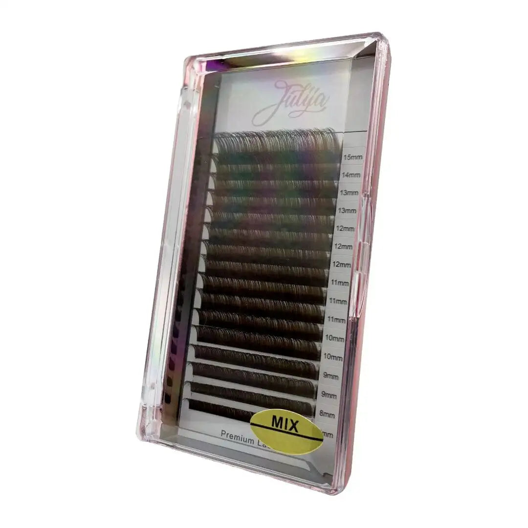 M-Curl Braun Farbwimpern | Seidenmatt Faux Mink Einzel-Wimpern Wimpern Julija