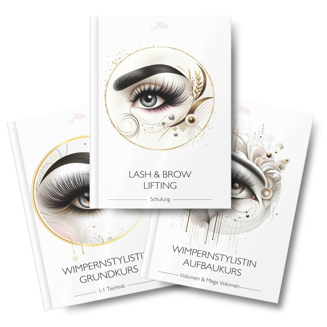 Schulungsbuch-Set für Wimpernstylisten – 1:1 Technik, Volumen, Mega-Volumen & Lifting Beauty by Julija 