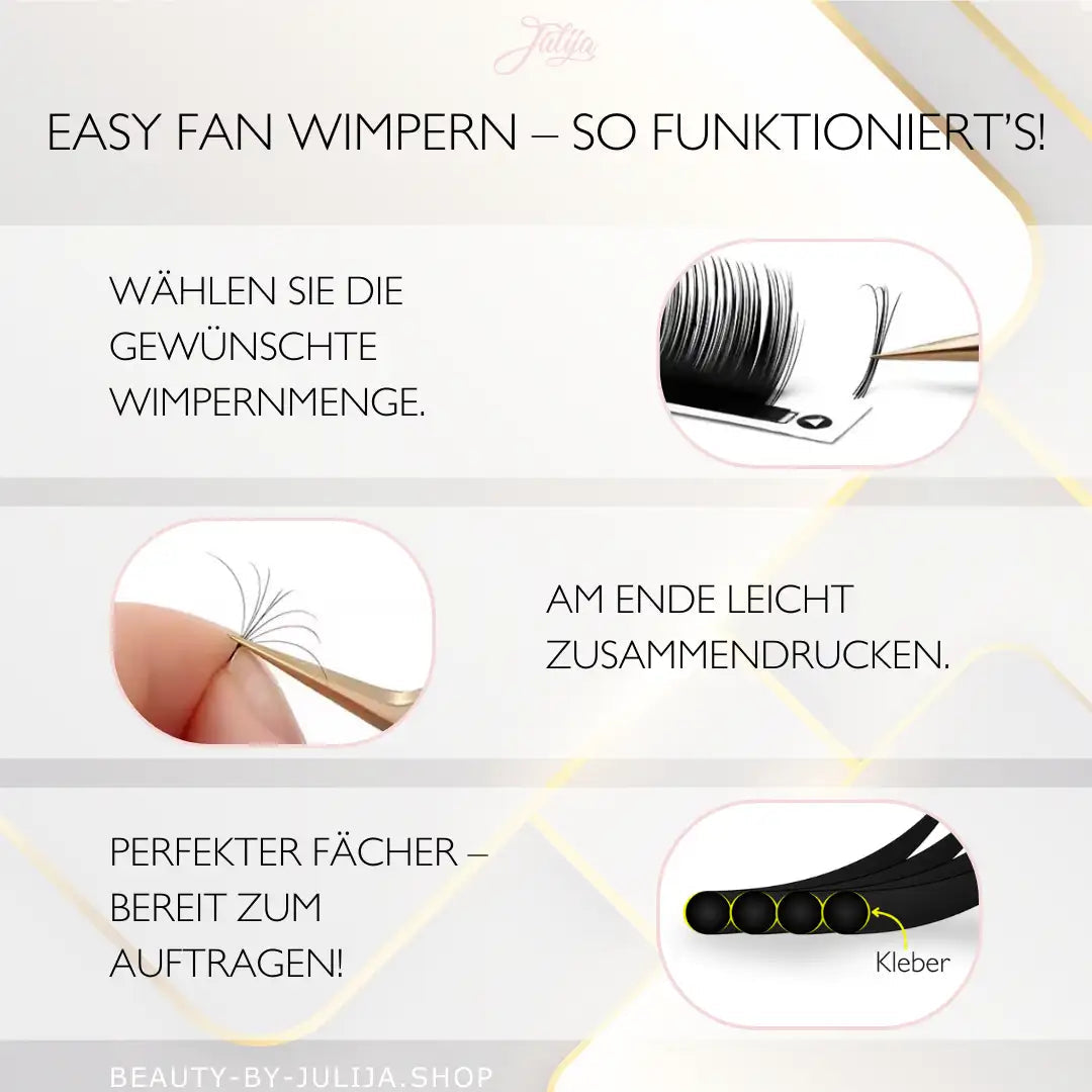 Easy Fan lashes D-Curl | Seidenmatt Faux mink premium Wimpern Wimpern Julija 