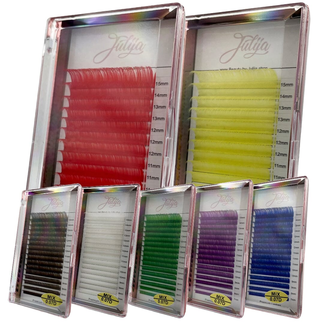 D-Curl Farbwimpern | Seidenmatt Faux Mink Volumen Wimpern MixBox Wimpern Julija 