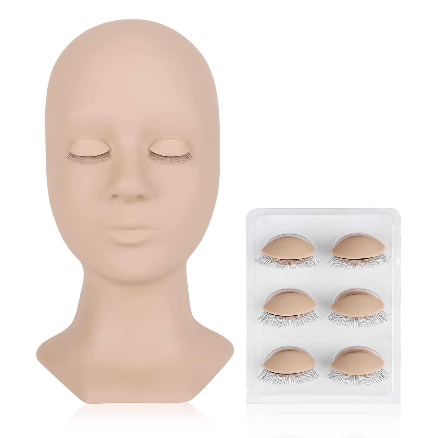 Übungskopf professionelle Wimpernstylisten Zubehör Julija Übungskopf + 4 Augenpaare hell 